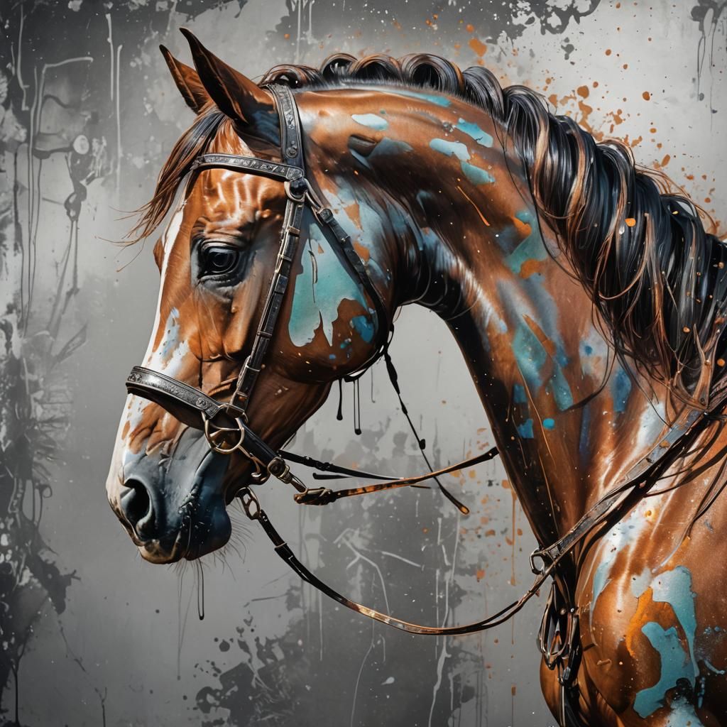 Horse Portrait with Graffiti Background