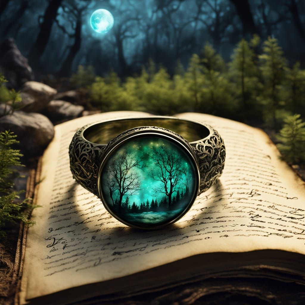 Luminescent Elven Ring in Forest at Night