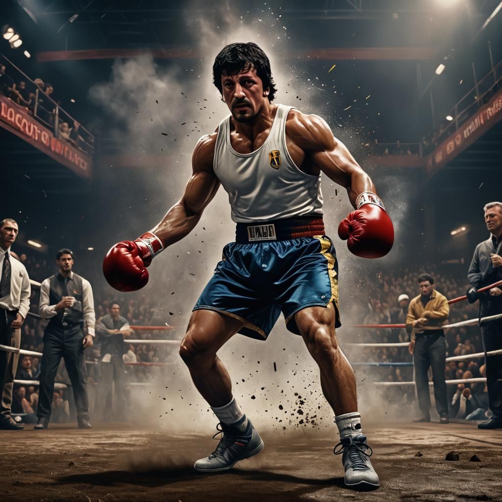 Rocky Balboa Boxing Portrait in Detailed Matte Style