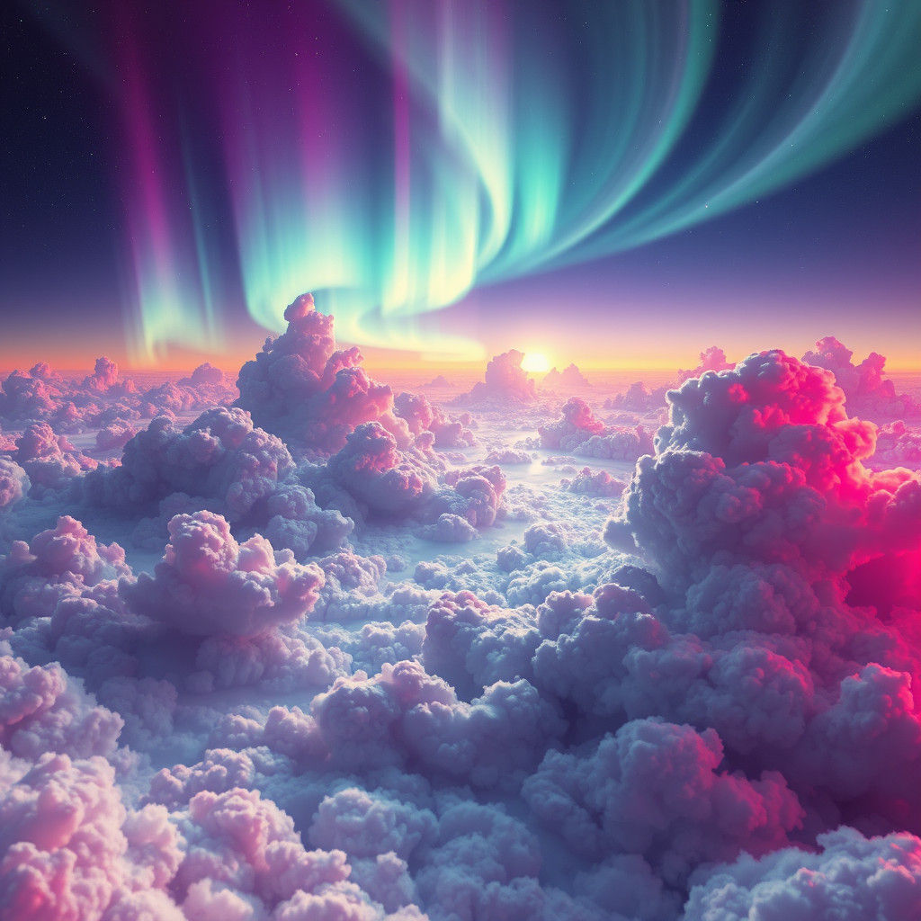 Ethereal Aurora Landscape in Detailed Matte Painting Style