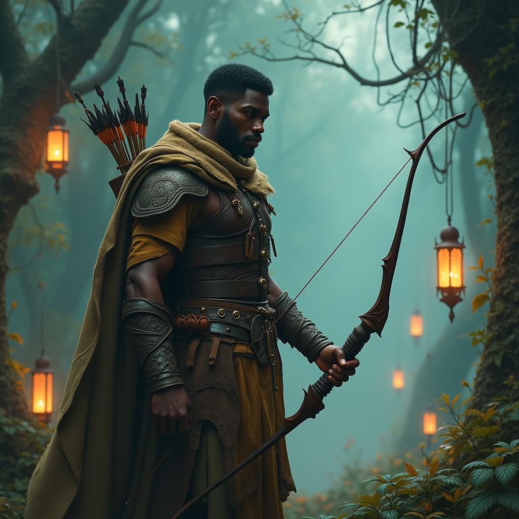 Mystical Forest Archer in Fantasy Concept Art Style