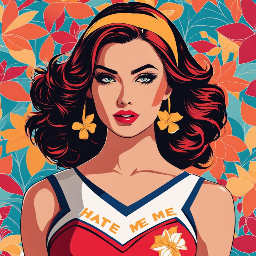Bold Cheerleader Portrait in Pop Art Style