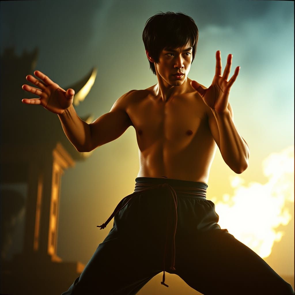 Bruce Lee in Cinematic Film Still Style