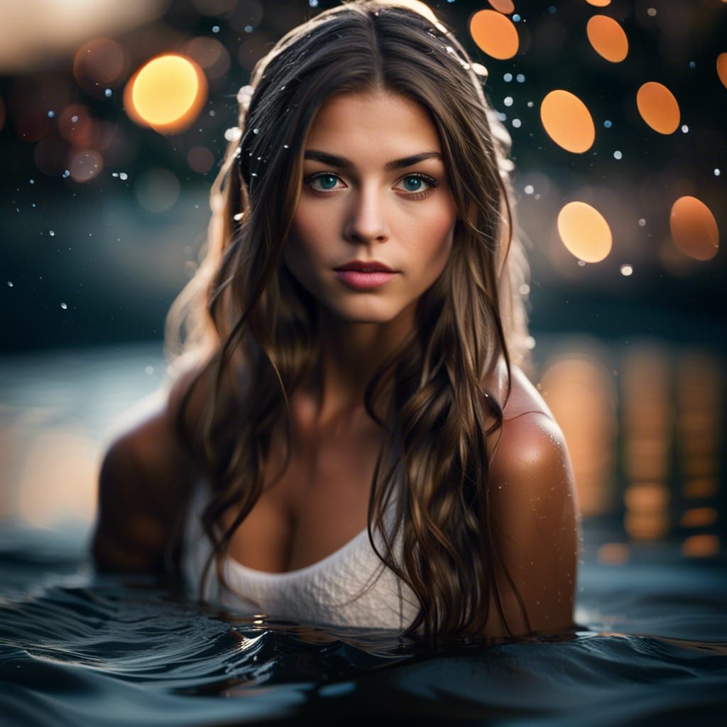 Ethereal Water Girl Captured with Bokeh Effect