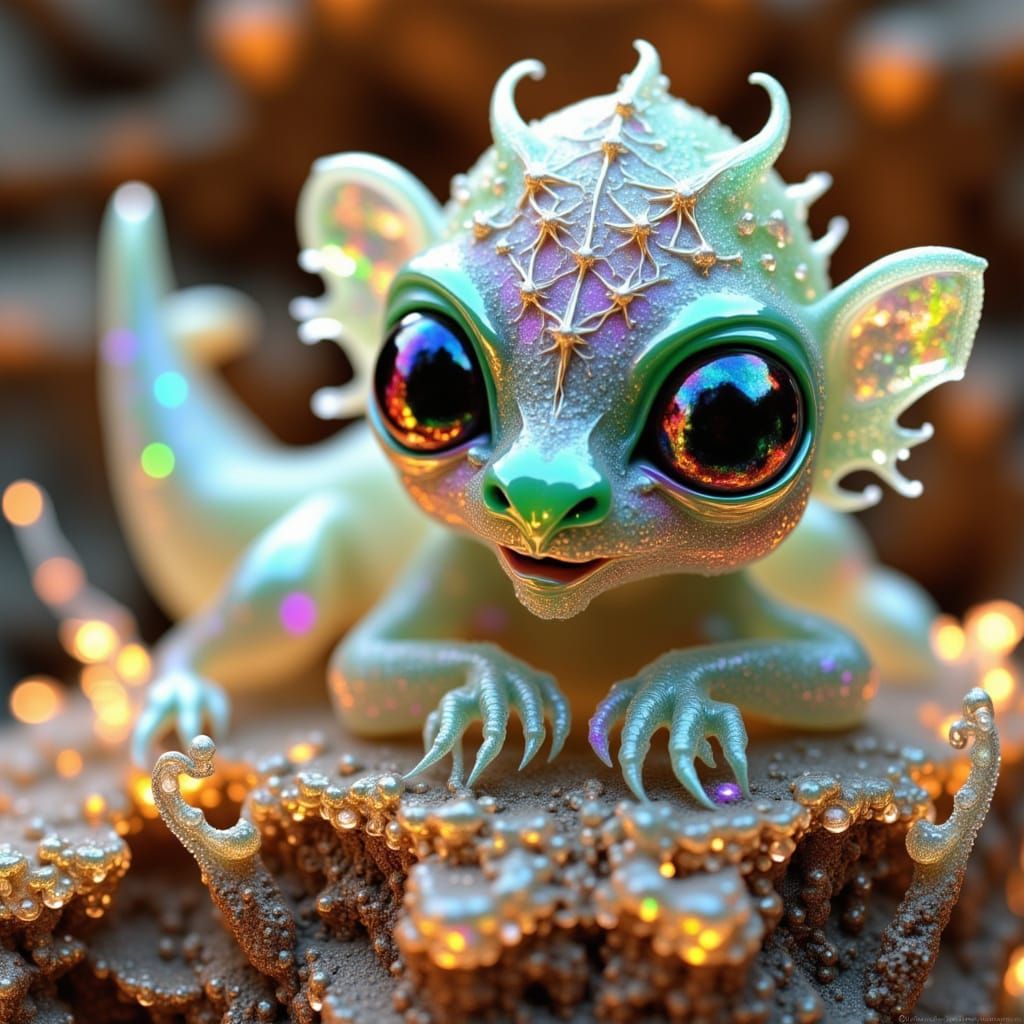 Ethereal Gargoyle in Vibrant Iridescent Hues