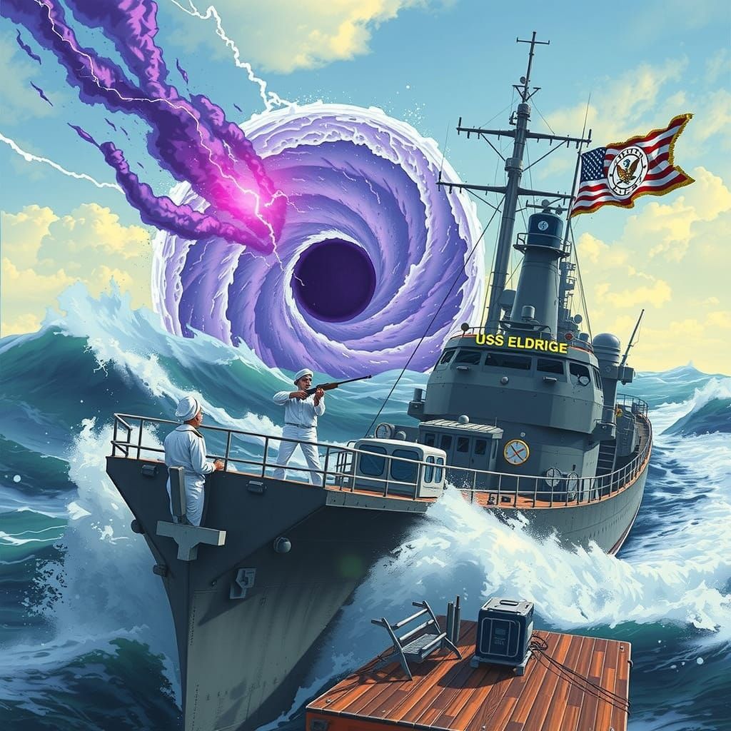 US Navy Ship USS Eldridge Battles Through Time and Space