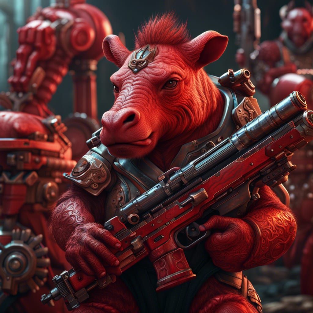 Red Hippogriff Armed to the Teeth