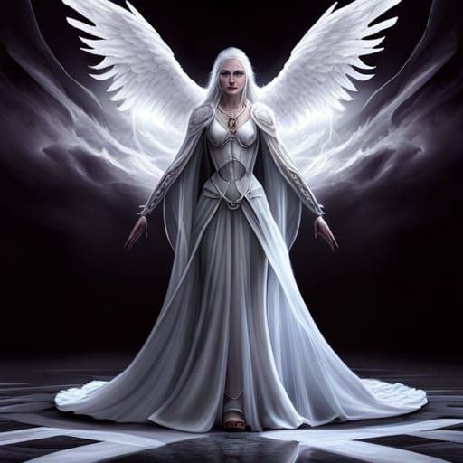 Dark Angel in Black Cape: Fantasy Art