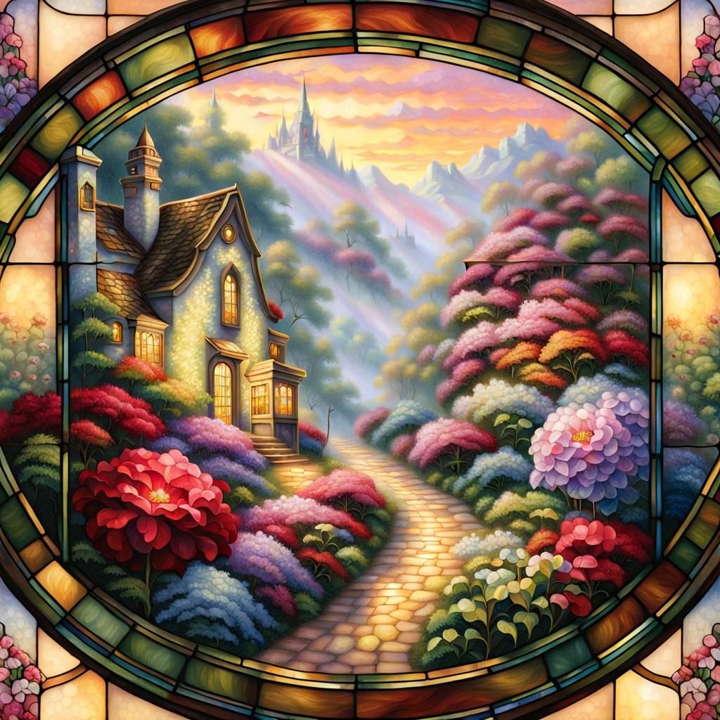 Stained Glass Cockscomb Flowers in Ethereal Mist