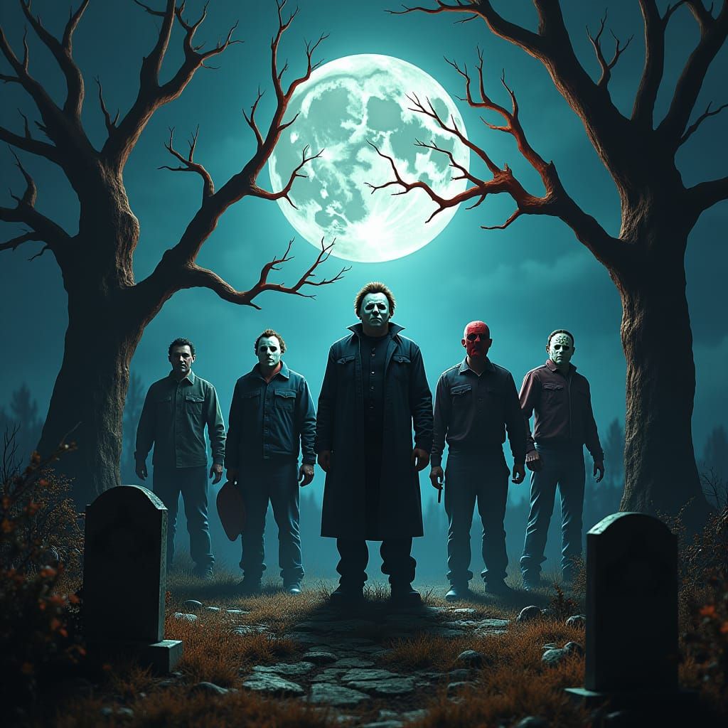 Horror Icons Gather in Fantasy Cemetery