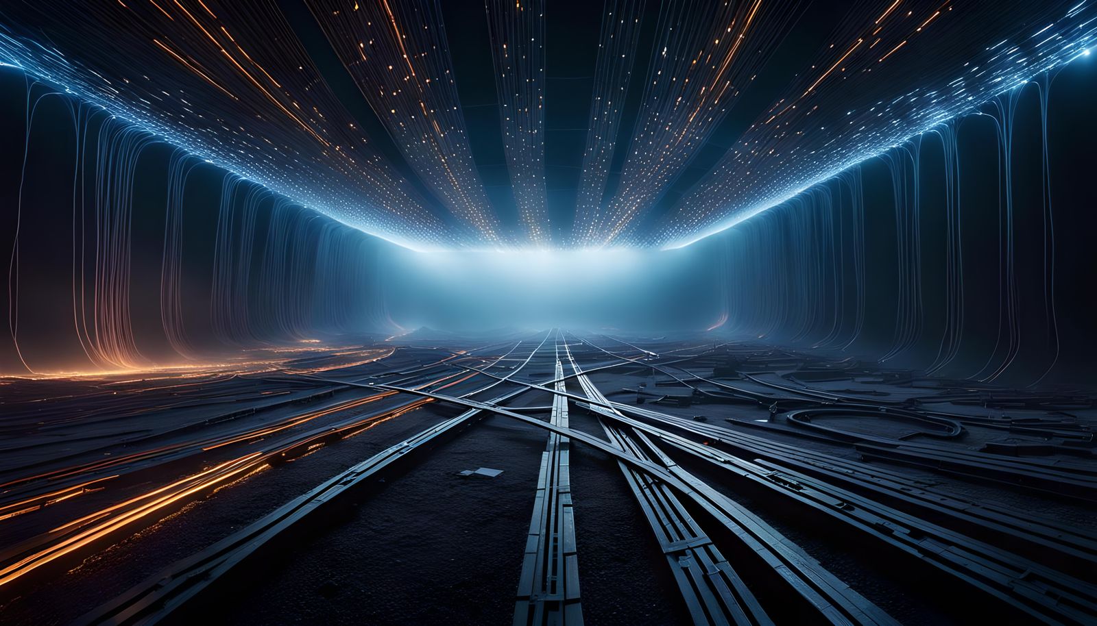 Vast Liminal Space with Broken Cable, Digital Art