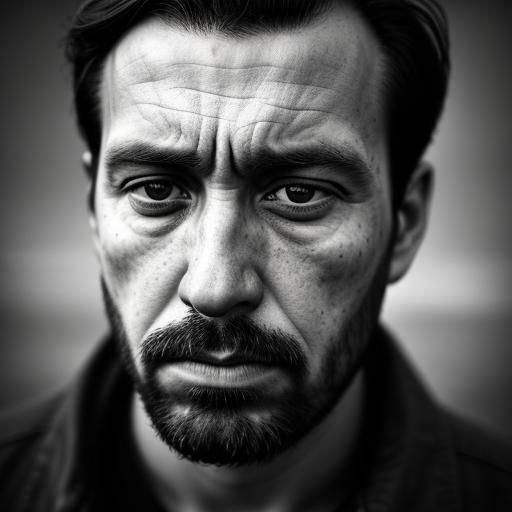 Emotional Man's Portrait in Street Photography Style