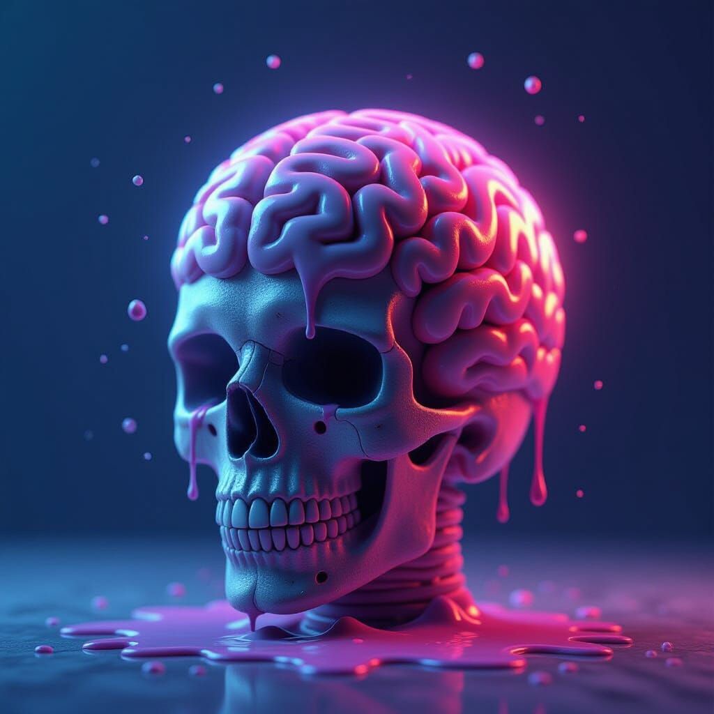 Voodoo Doll Melts Into Brain: Synthwave Art