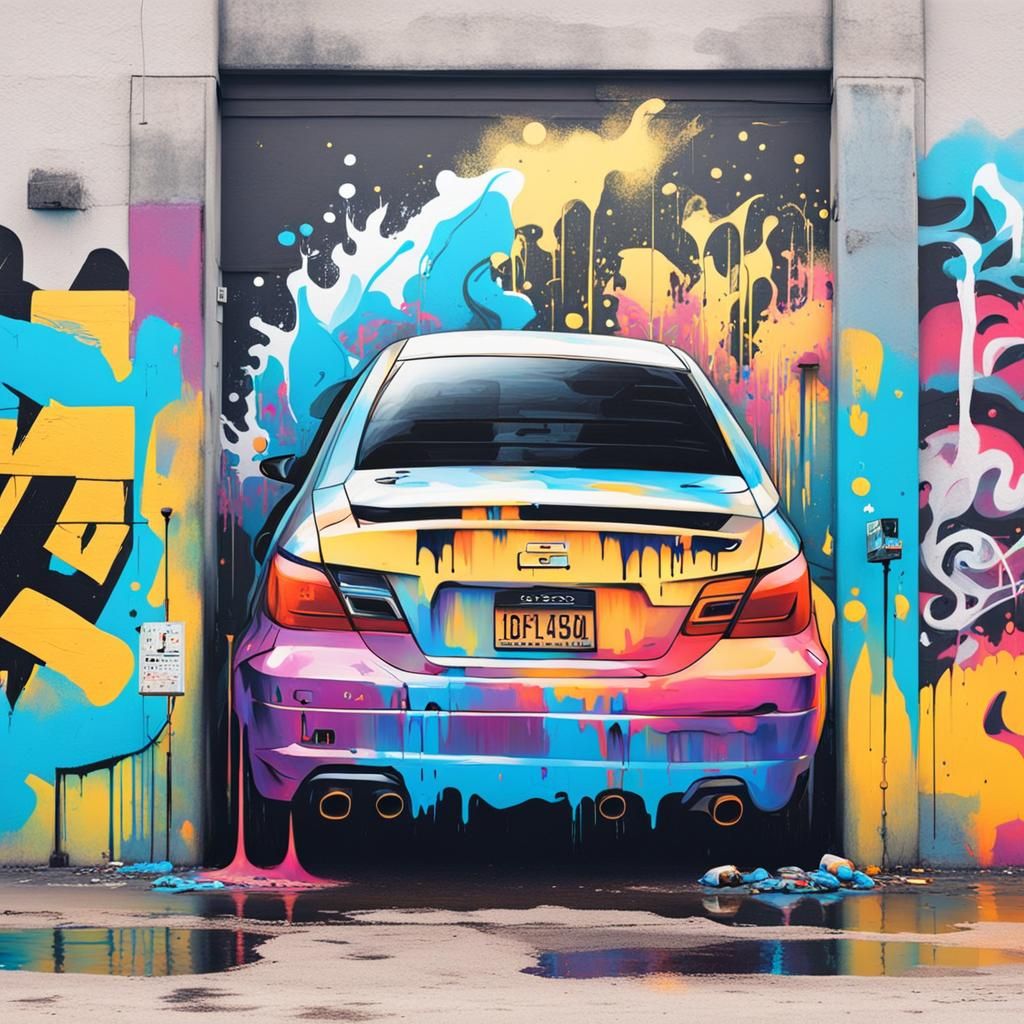Colorful Graffiti Art: Parking Lot Memories