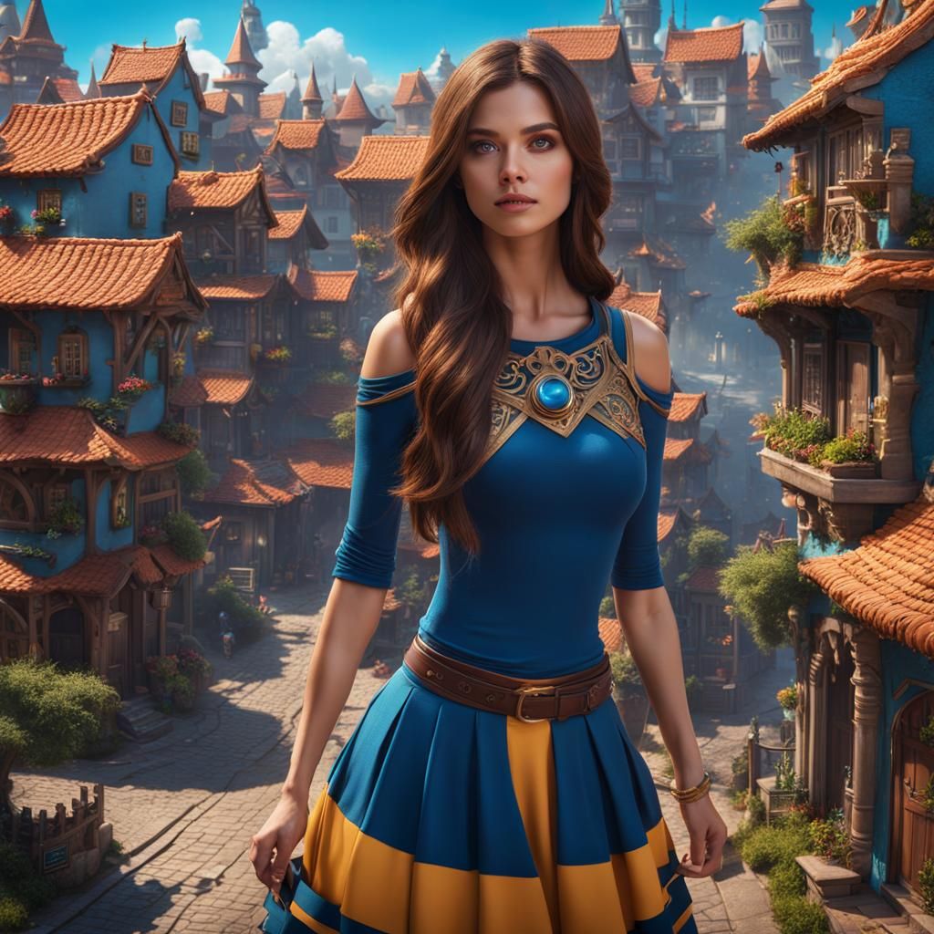 Fantasy City Comic Strip with Magical Girl