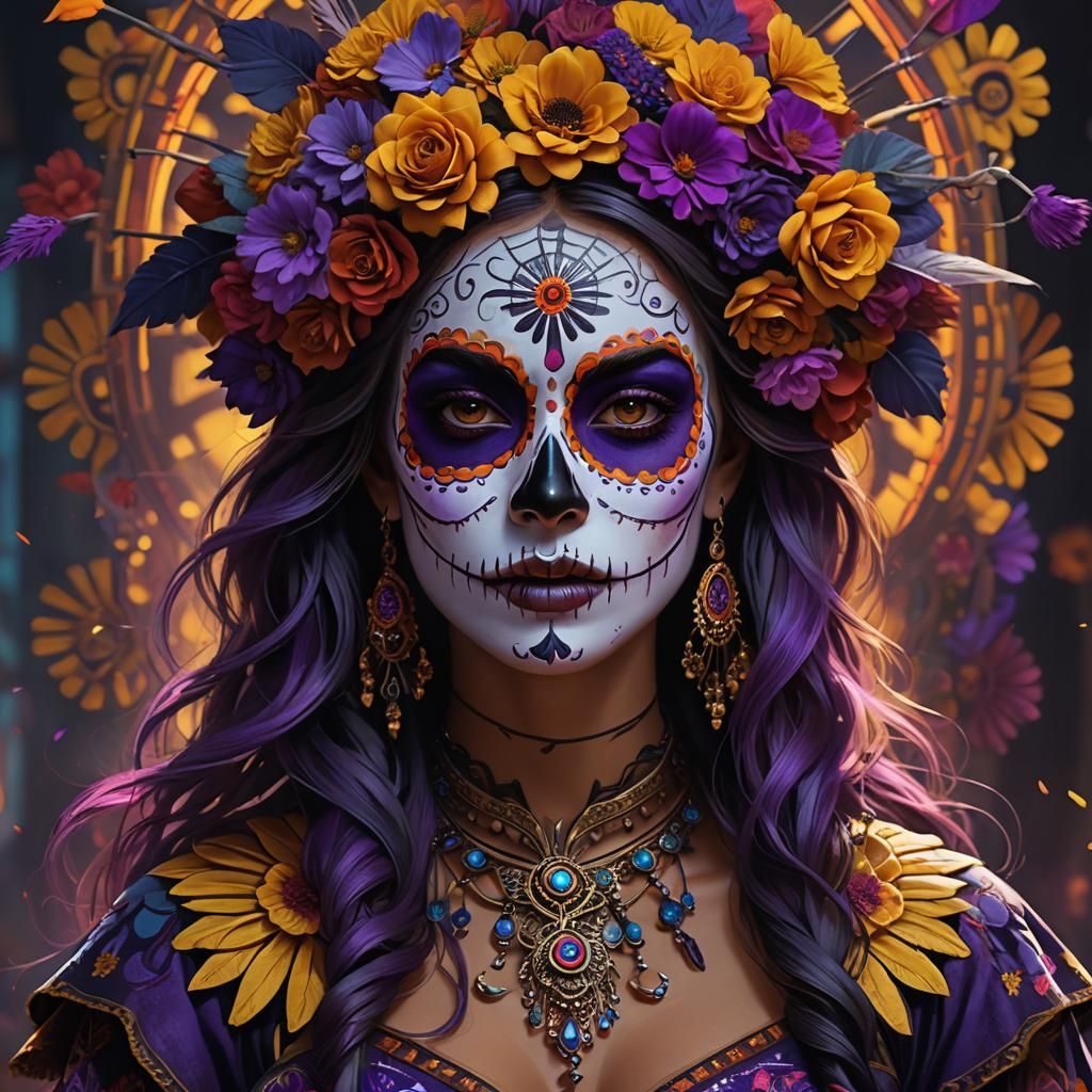 Woman with Día de los Muertos Face Paint