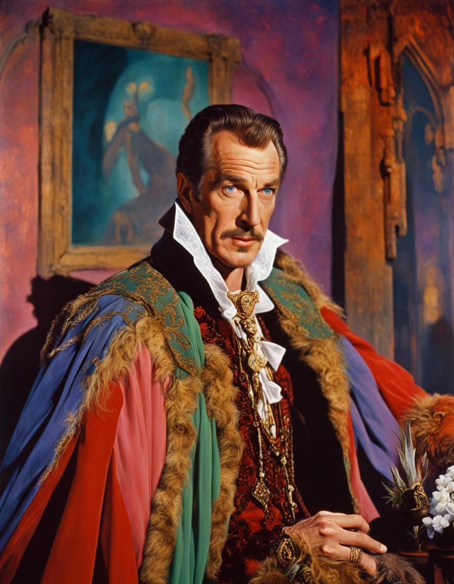 Vincent Price as Prince Prospero: Colorful Portrait