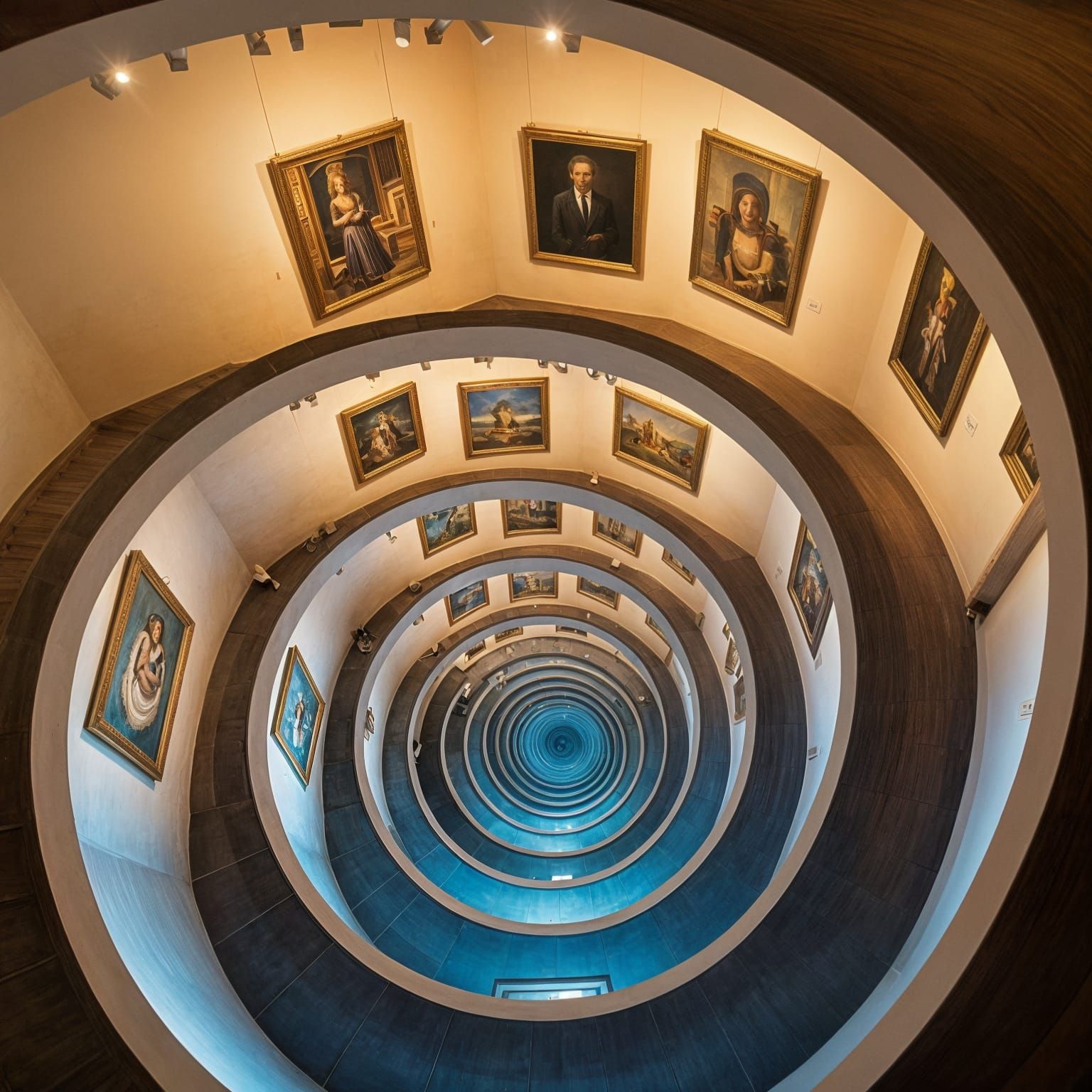 Surreal Art Gallery Descends in a Winding Spiral