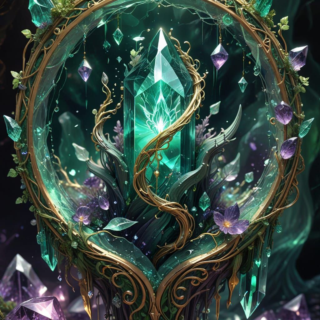 Magical Tendrils Heal Shattered Crystal in Ethereal Digital ...