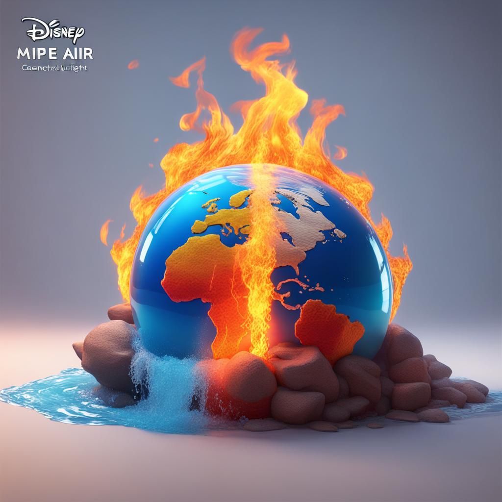 Elemental Forces: Fire, Water, Air, Earth in 3D