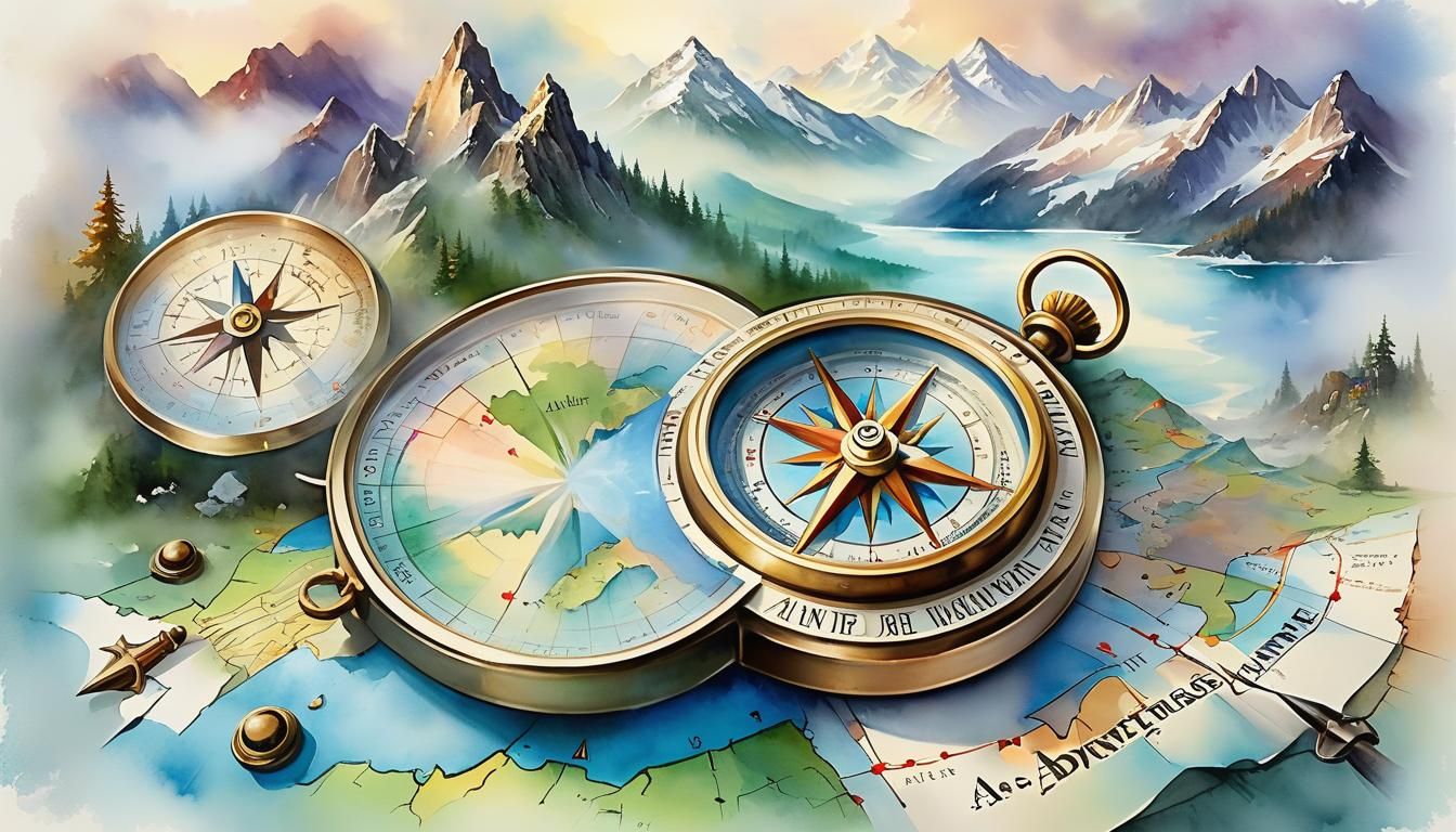Adventure Awaits: Watercolor Compass Rose and Maps