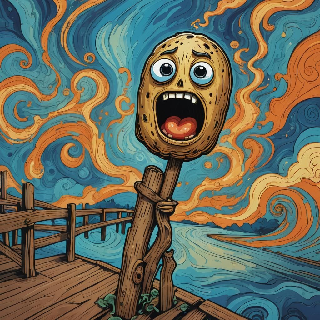 Screaming Potato: An Expressionist Oil Painting