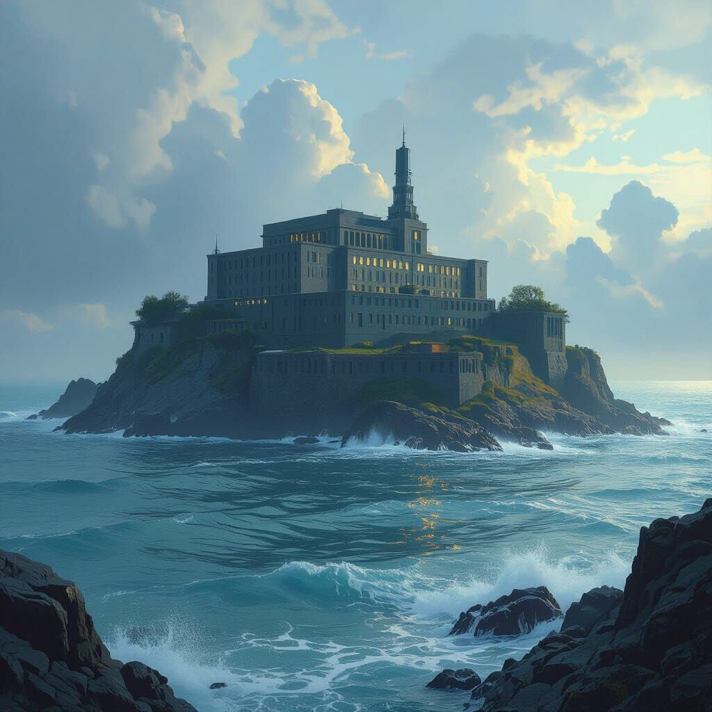 Island Penitentiary in Neo-futurist Style