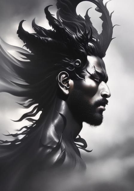 Mesmerizing Black God of Beauty in Shadow Aesthetic