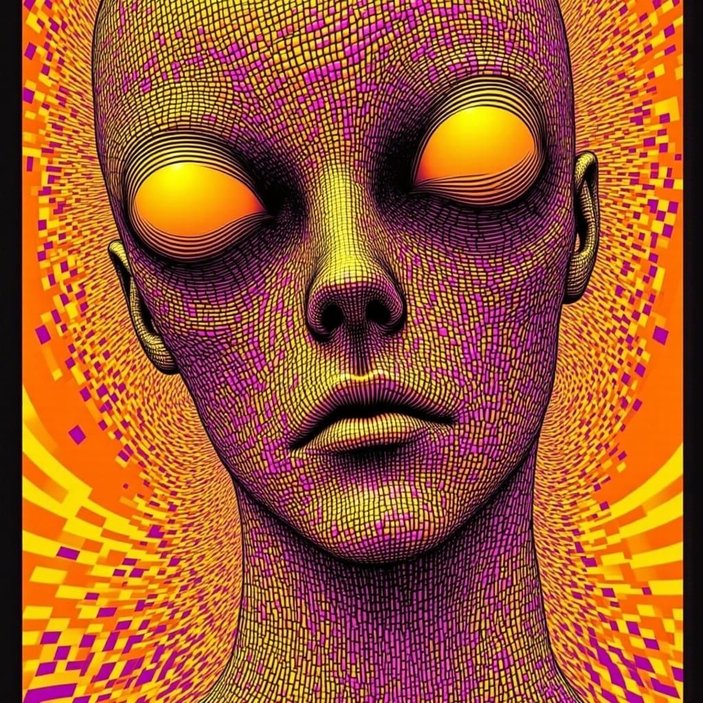 Surreal Dreamcore Landscape with Laughing Humanoid