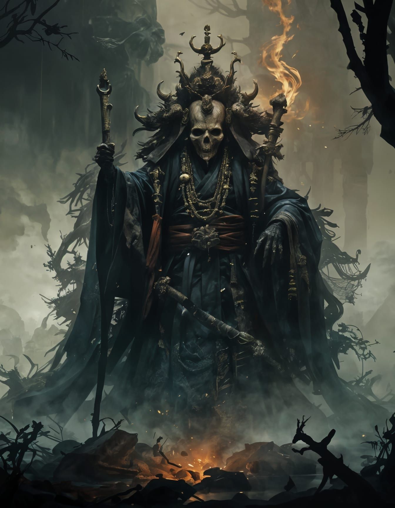 Japanese Emperor Lich in Horror Style