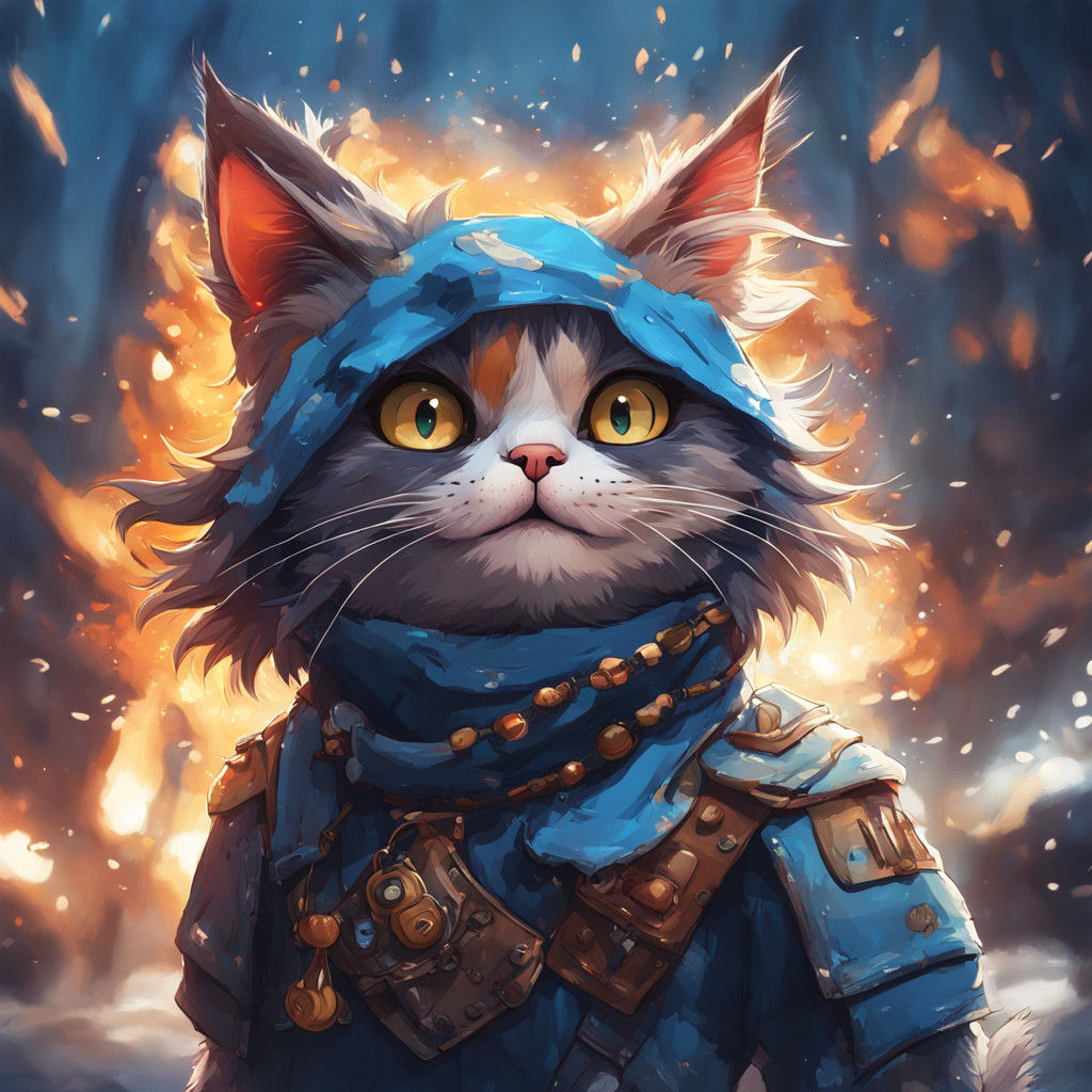 Chibi Calico Cat in Studio Ghibli Style Anime Art