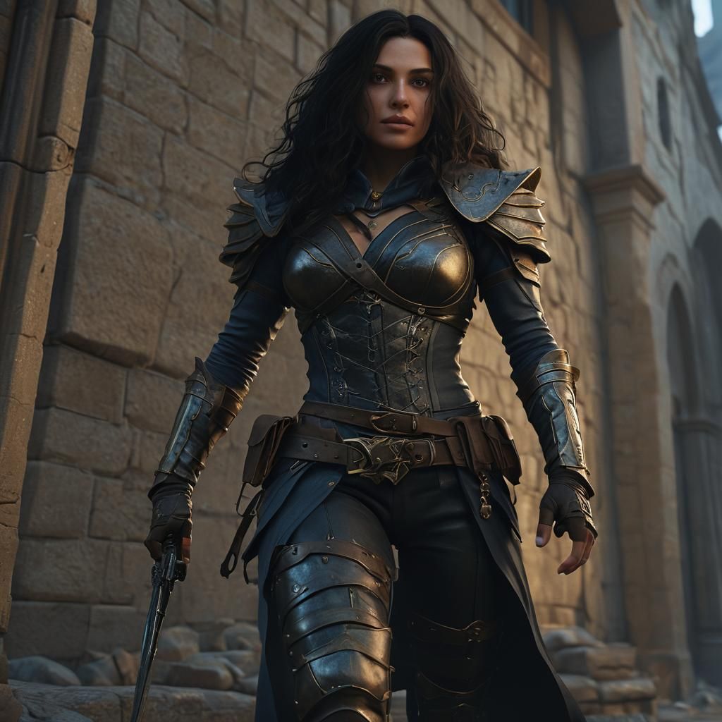 Hyper-Realistic Female Rogue in Shadows, Fantasy Art