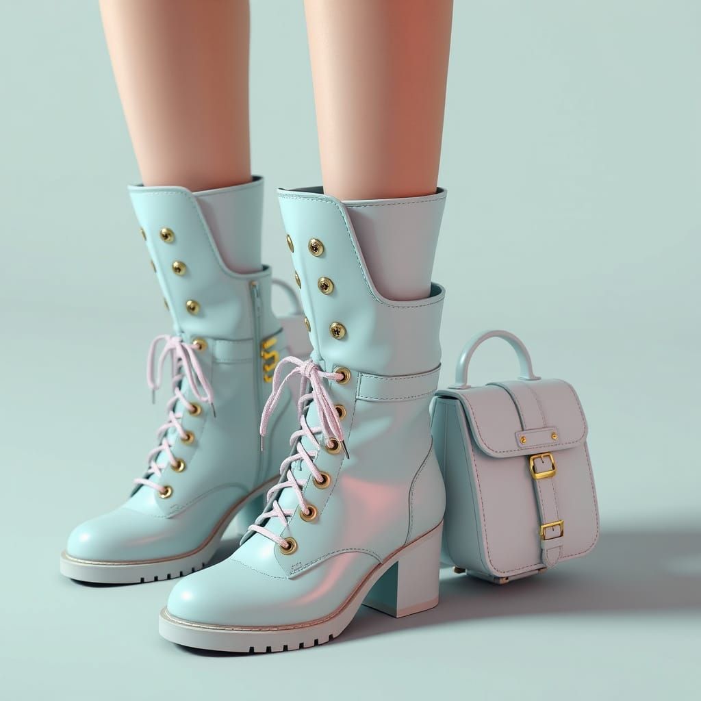 Mint Anime Boots and Bag in Stunning 8K Resolution