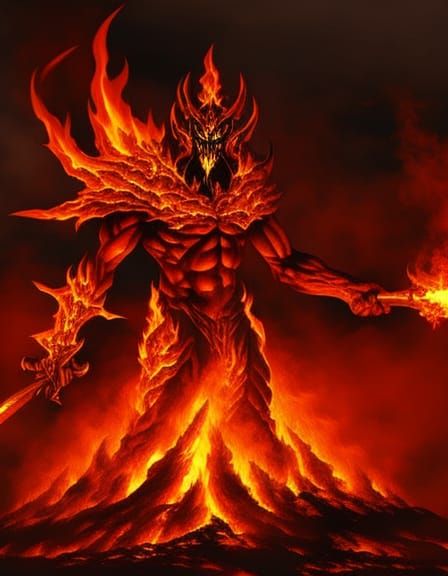 Flaming Demon Beast in Dark Fantasy Style