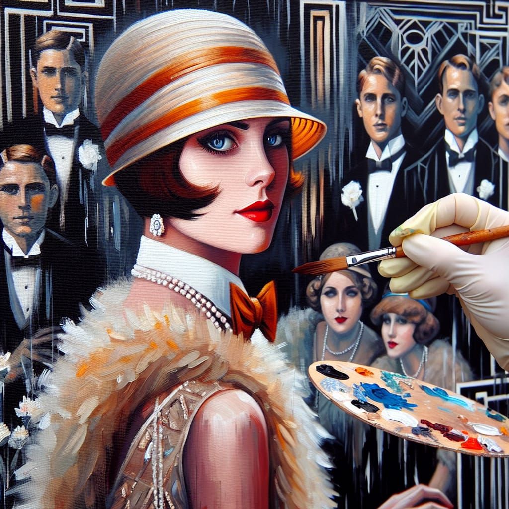 Gatsby Era Woman: An Impasto Oil Painting