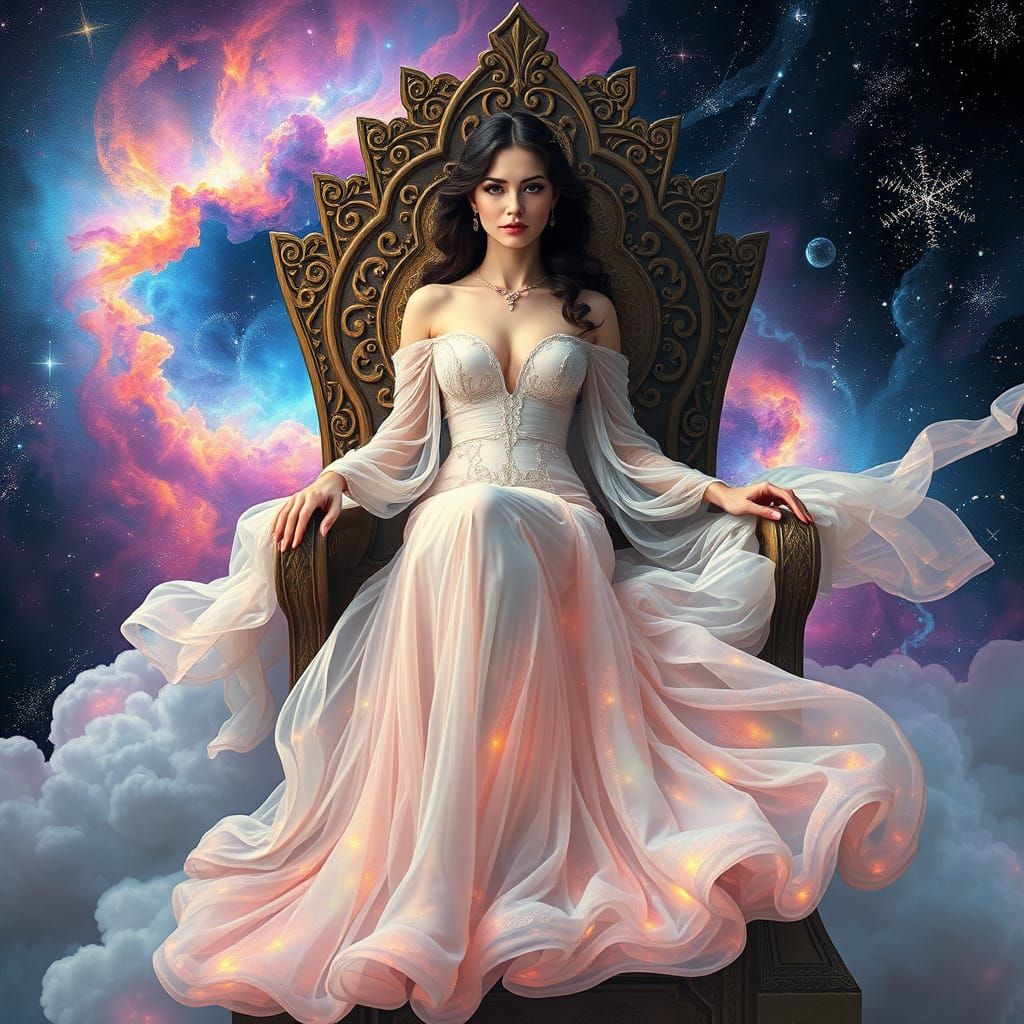 Regal Goddess Reigns Supreme in Cosmic Dreamscape