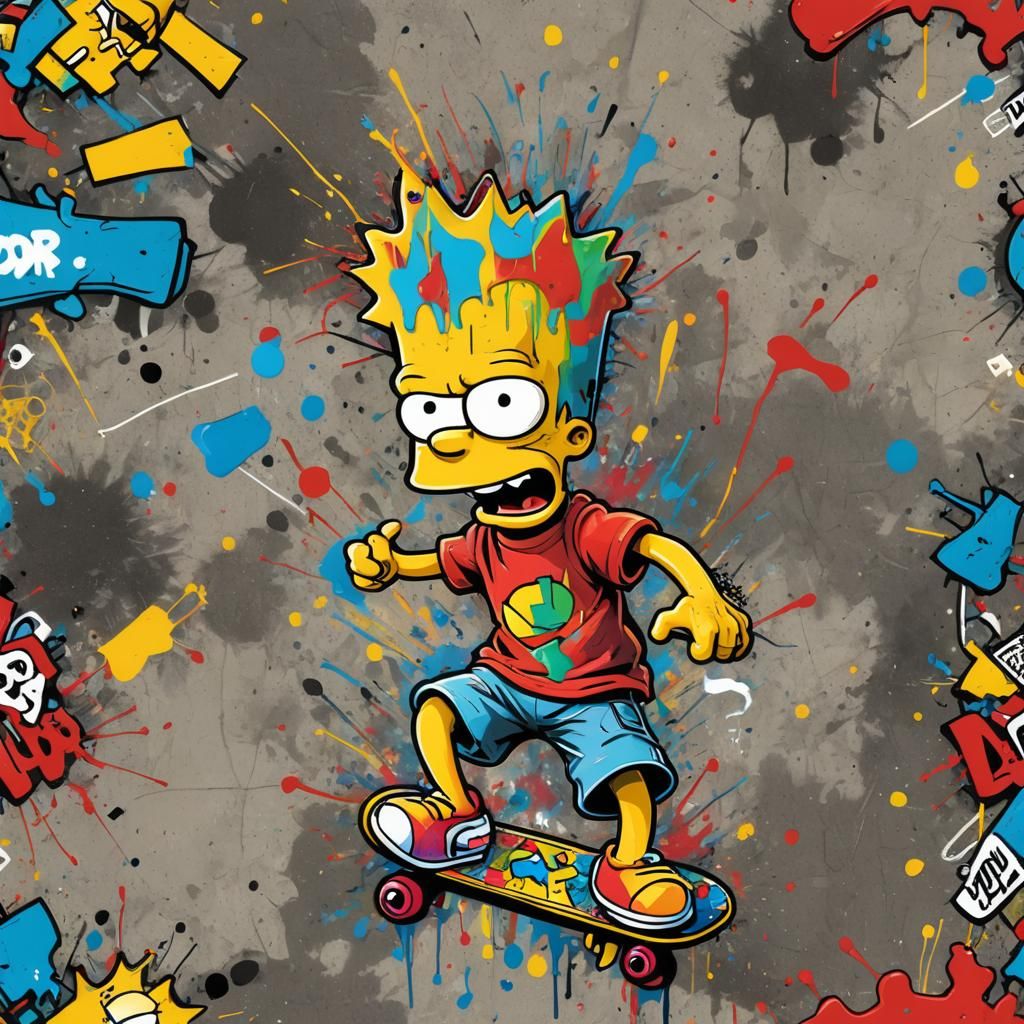 Bart Simpson Graffiti Art in 3D Cinematic Style