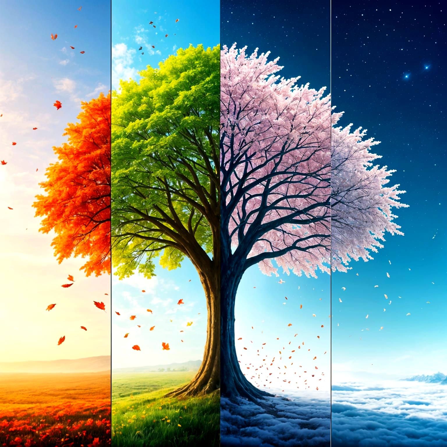 Four Seasons of a Solitary Tree