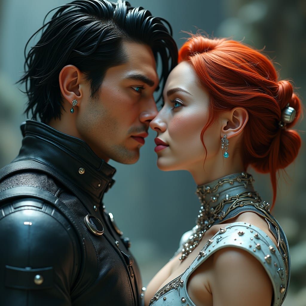 Futuristic Lovers in Hyperrealistic Detail