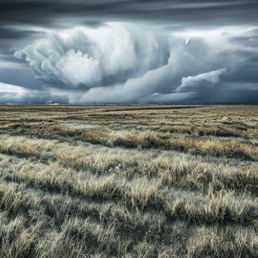 Stormy Landscape: Dramatic Oil Painting of Cumulonimbus Clou...