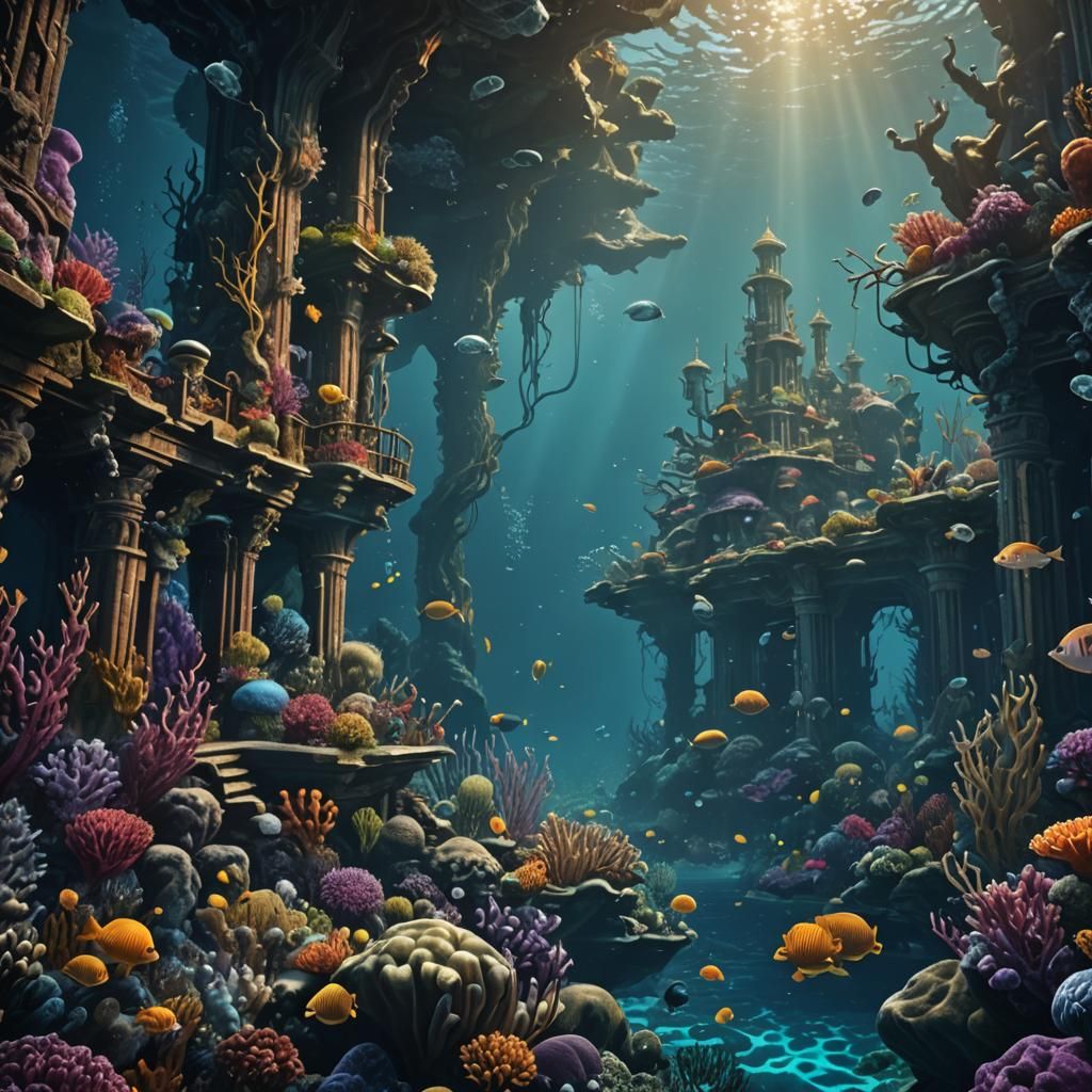Detailed Underwater Seascape in Deep Color