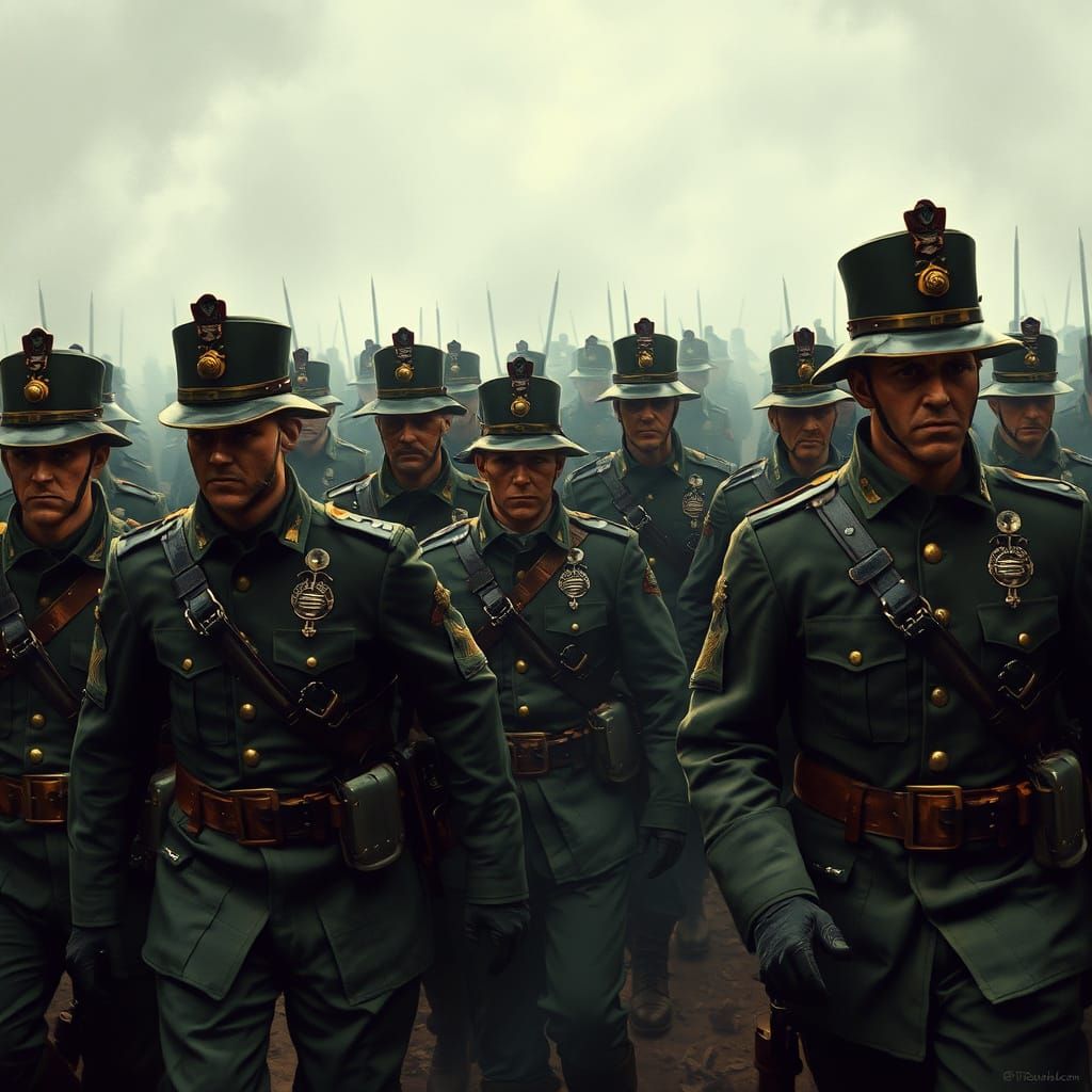 Steampunk Legion in Green Civil War Uniforms