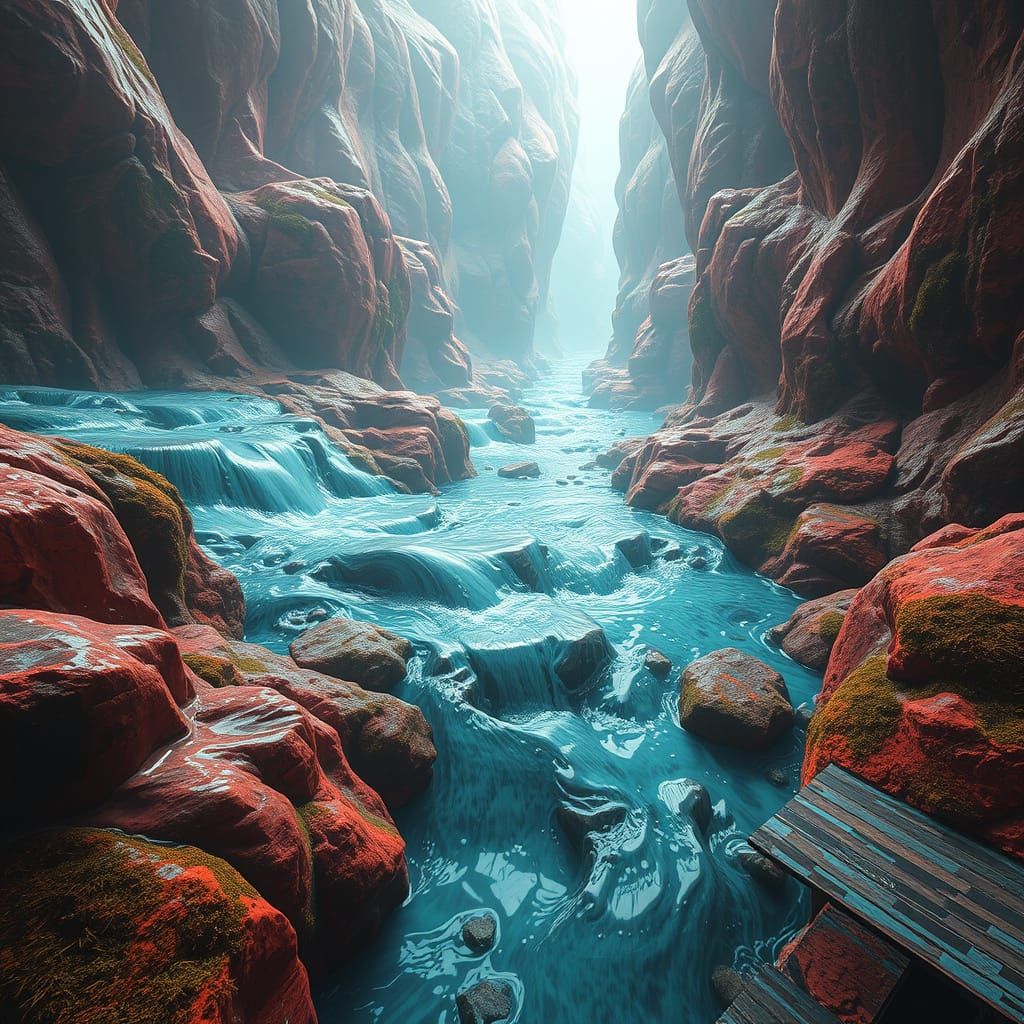 Surreal Hydrologic Landscape in Futuristic Style