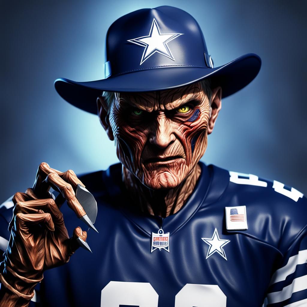 Freddy Krueger in Cowboys Jersey: 3D Anime Art