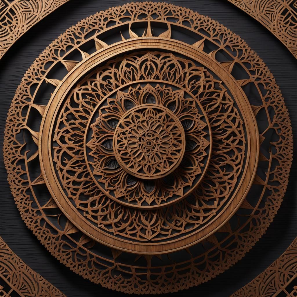 Laser Cut Wood Mandala in Shou Sugi Ban Style