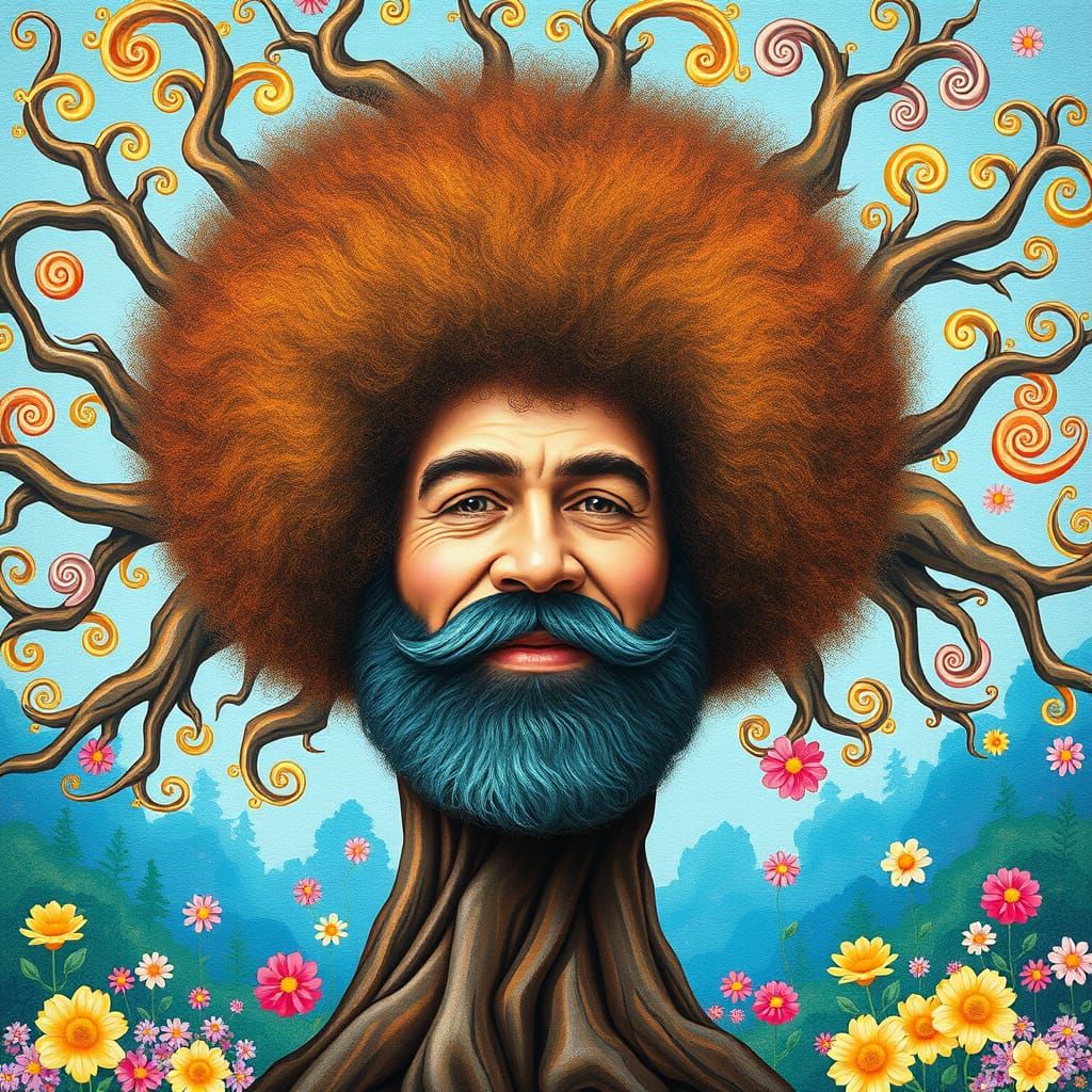 Bob Ross Transformed into a Majestic Tree of Life