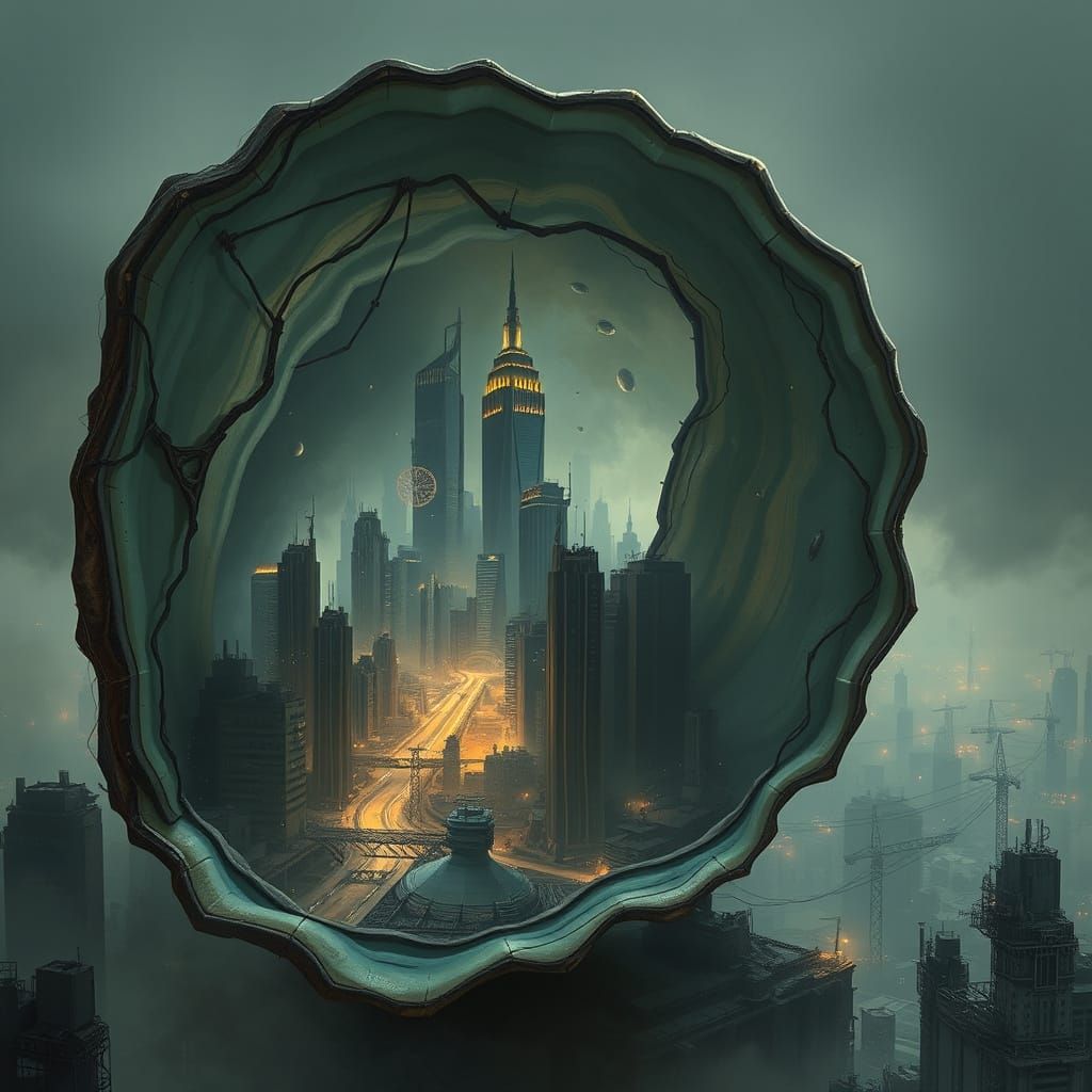 Cityscape Trapped in an Oyster Shell