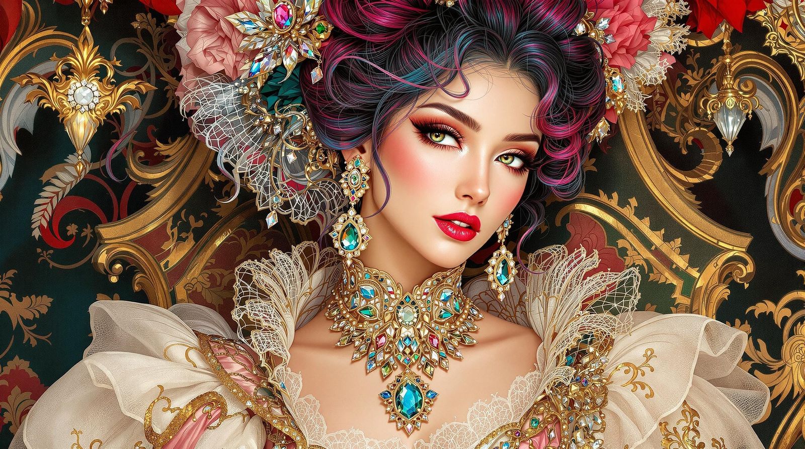 Elegant Victorian Beauty in Manhwa Style