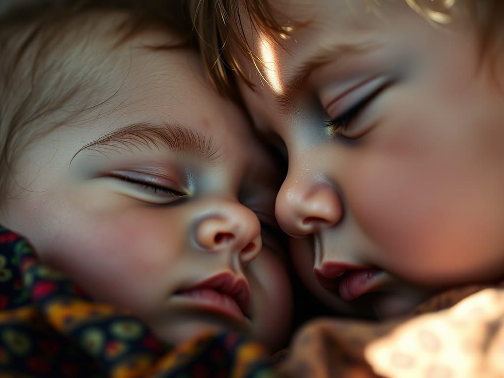 Hyperrealistic Portrait of Siblings Sharing a Tender Moment