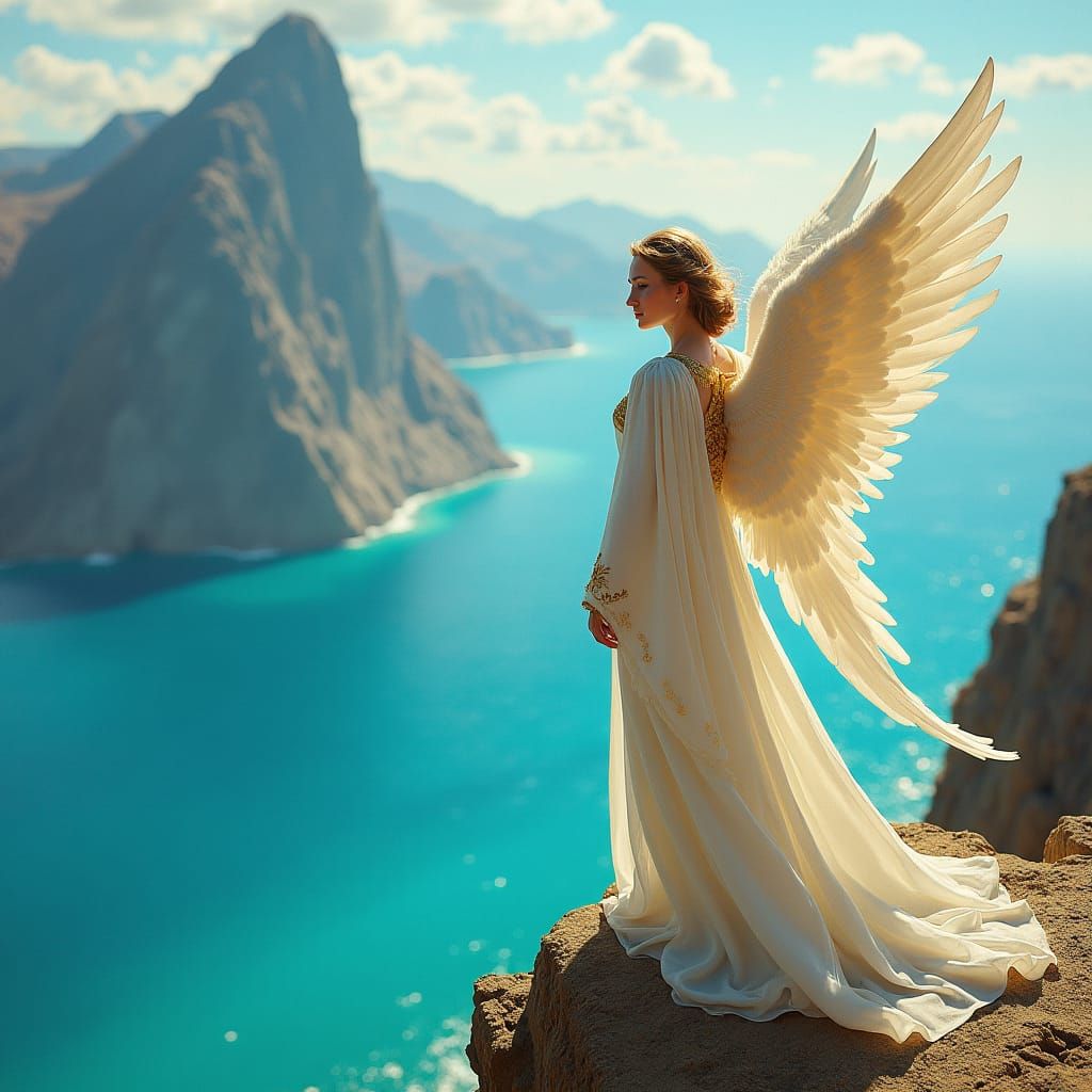 Angelic Mountain Vista in Neoclassical Style